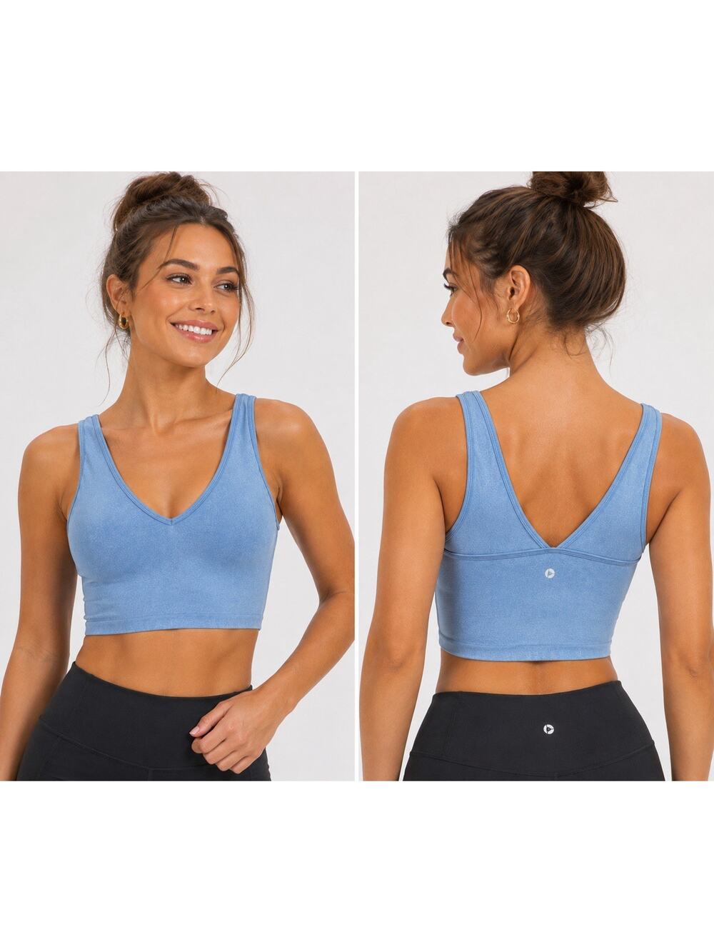 90 Degree by Reflex Stonewash Seamless Alamo Bra XL Blue Wireless Comfort Sports